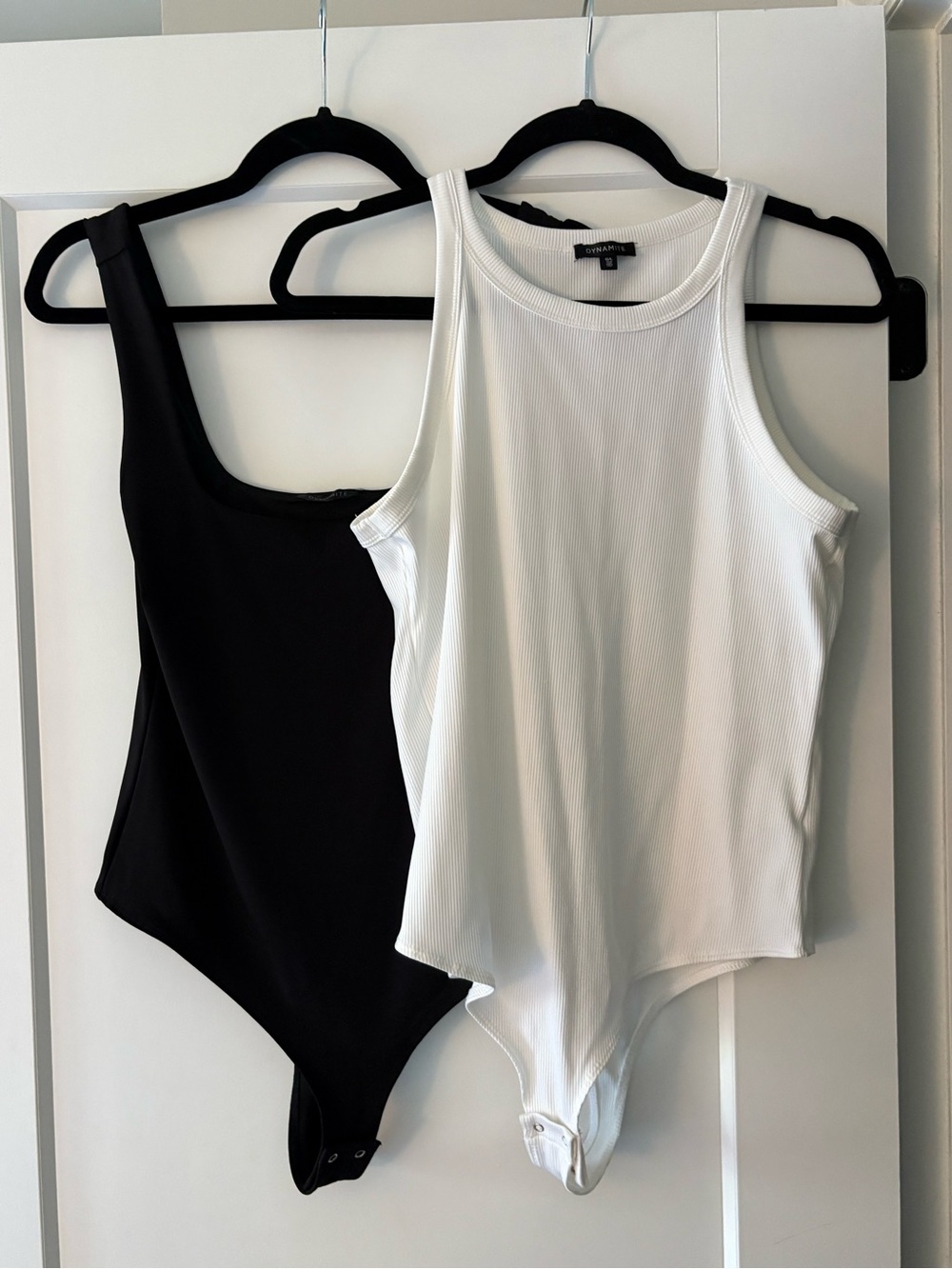 Dynamite Ribbed Bodysuit Bundle | Black Square Neck & White Ribbed High Neck